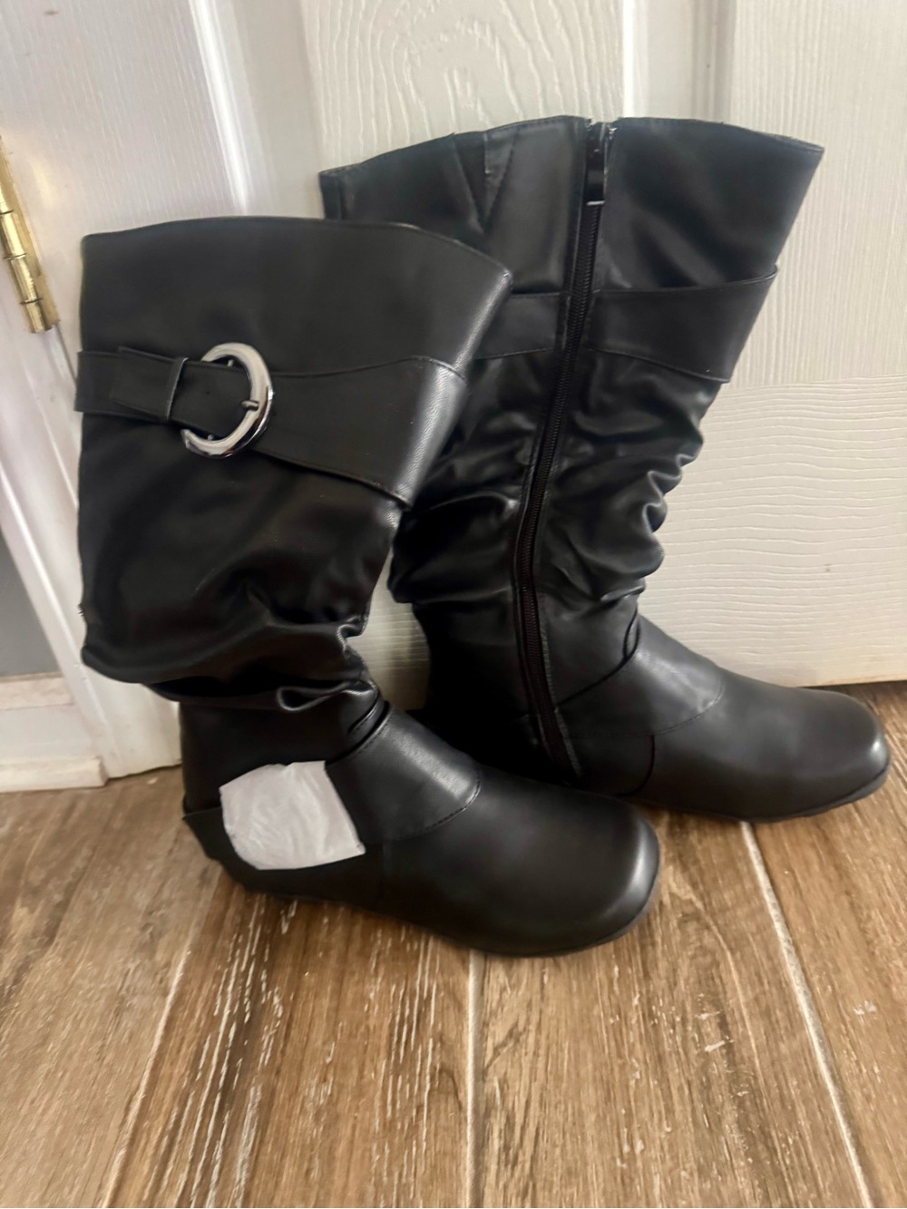 Women's Black Mid-Calf Buckle Boots